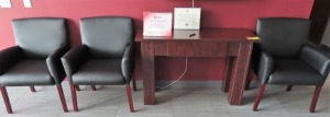 TABLE WITH [3] LEATHER CHAIRS