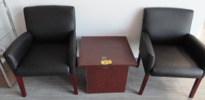 TABLE WITH [2] LEATHER CHAIRS