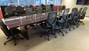 16' LONG CONFERENCE TABLE WITH [10] CHAIRS & CREDENZA