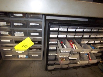 [2] PARTS CABINETS WITH CONTENTS - one cabinet with Carbide roughing bits in 64th increments