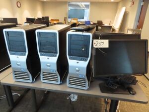 [3] DELL PRECISION T7500 PC'S W/ KEYBOARDS & [2] MONITORS (NO OPERATING SYSTEM)